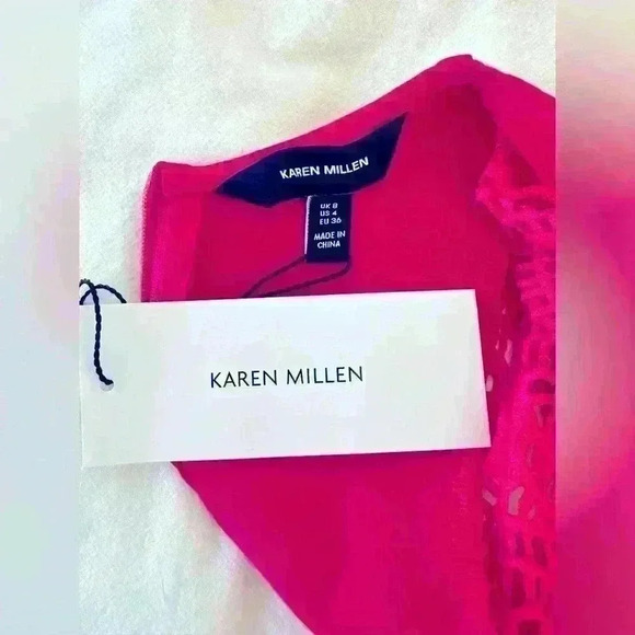 Karen Miller Lace Sleeve Jersey Pencil Midi Dress Size 4 - Picture 7 of 9